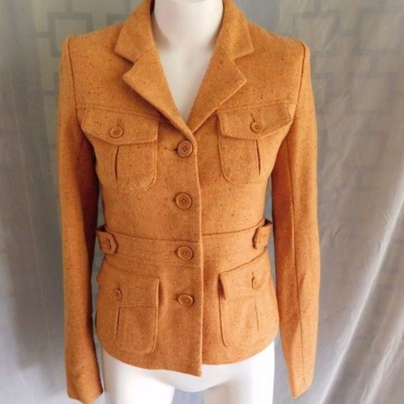 Fossil 70's Style Mustard Yellow Wool Blend Jacket - Picture 1 of 6